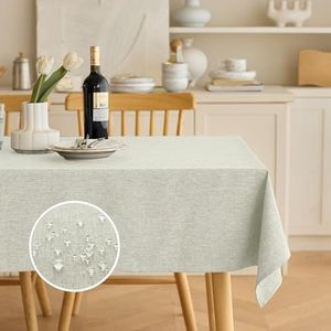 Decorelia Wrinkle-Free Oblong Table Cloth Decoration for Birthday, Waterproof Outdoor Picnic Faux Linen Table Covers for Camping, Party& Wedding (Rectangle, 60 x 104 Inch (8-10 Seats), Light Grey)