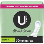 U by Kotex Security Ultra Thin Pads, Long, Unscented, 56 Count