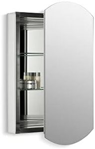 KOHLER 3073-NA Archer 20" W x 31" H Aluminum Single-Door Bathroom Medicine Cabinet with Mirror, Recessed or Surface Mount Bathroom Wall Cabinet, Beveled Edges