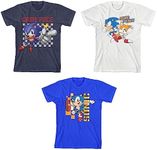 Bioworld Sonic The Hedgehog Game Face Youth 3-Pack Crew Neck Short Sleeve T-Shirts Multicolored