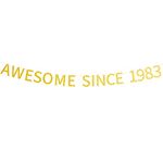 Awesome Since 1983 Banner Pre-strung Happy 41st Birthday Banner Gold Glittery 41 Forty One Years Old Birthday Party Decorations for Men Women
