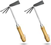 Garden Guru Eco Hand Cultivator Hoe Tiller Tool - 100% Recycled Stainless Steel - Rust Resistant - FSC Certified Wood Ergonomic Handle -Great for Gardening Cultivating Loosening Weeding (2 Pack)