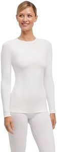 FALKE Women's Warm Base Layer Top, White, L