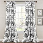 Lush Decor French Country Toile Light Filtering Window Curtain Panel Pair, 52" W x 84" L, White & Charcoal