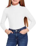 Arshiner Girls White Sweater Warm Knit Turtleneck Pullover Top for Teen Girls,White,10-11 Years