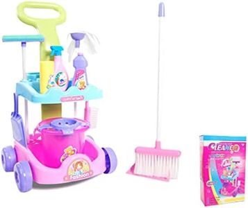 Kids Cleaning Set for Toddlers 10Pcs Pretend Play Cleaning Set Fun Cleaning Trolley Housekeeping Play Toy Set for Gift