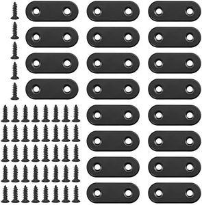 Glarks Juego de 20 soportes de esquina planos y rectos de 40 mm de metal negro con 45 tornillos para muebles de madera (40 x 2 mm)