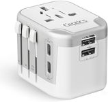 Ceptics International Plug Adapter, 5 in 1 Universal Power Adapter with 2X USB-A & USB-C, Worldwide Travel Essentials with Type A, C, G, I outputs for Europe Germany Spain Australia, UP-16KU-WH