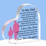 JETTOP Fathers Day Gift from Daugther Dad Gifts from Daughter Gifts for Dad Birthday Christmas Acrylic Plaque Love Dad