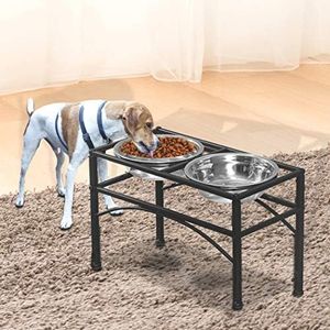 PaWz Dual Elevated Raised Pet Dog Feeder Bowl Stainless Steel Food Water Stand