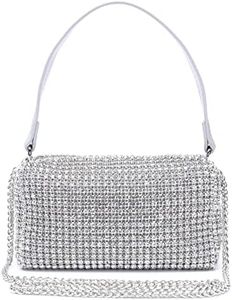Ever Bloom Borsa a tracolla lucida da donna, pochette a tracolla, per matrimonio, da sera, con glitter, argento, taglia unica