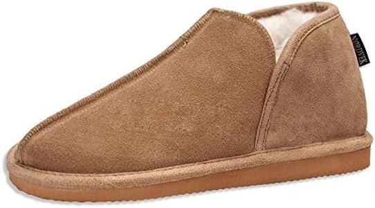 Nordvek Mens Sheepskin Slippers - Soft Wool Blend Booties - Hard Non Slip Sole # 448-100 [Chestnut] [8 UK]