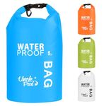 Uncle Paul Boat Dry Bags - Belongings Protection Waterproof Bag for Outdoor Drifting Boating Kayaking Fishing Rafting Swimming Camping Canoeing Surfing Cyan Blue 5 Literes(1.1 UK gal)