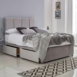 ComfoRest - Opulent 5FT King Size Bed with Mattress Included - Elegant King Size Divan Bed with Storage Drawers and Headboard - Premium Bed & Mattress Sets - Divan King Size Bed Frame (Silver Plush)