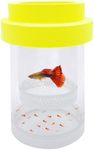 Kirmoo Floating Fish Breeding Isolation Box for Aquarium Tank Plastic Mesh Hatchery Incubator Breeder Box for Baby Fish Betta Shrimp Clownfish Guppy (Yellow, Medium)