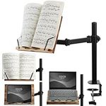 Navaris Book Stands with Clamp - Book Holder for Reading - Wood Books Stand - Works with Music, E-Readers or Tablets - 13.39 x 17.72 x 21.65" (34 x 45 x 55 cm)