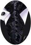 Hi-Tie Ties for Men Paisley Mens Tie Set Wedding Formal Business Striped Tie Sets,Black Solid