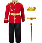 TOGROP Prince Charming Costume for Kids Boys Royal Prince King Outfit Party Cosplay 4-6T Red