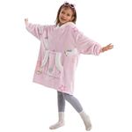 Oversized Wearable Blanket Hoodie for Kids Boys Girls, Hooded Sherpa Flannel Hoody Sweatshirt 7-12 YR Soft Cozy Fuzzy Warm, Holiday Gifts for Children (Child, unicorn)