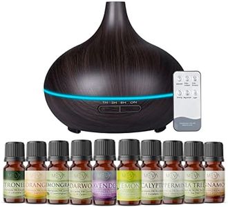 MEVA Difusor aceites Esenciales Humidificador Ultrasónico 400ml para Aromaterapia y purificador de Aire con 7 Colores Led y Control Remoto en Acabados Tipo Madera (MDERA Chocolate)