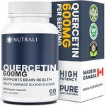 New HIGHEST POTENCY 1200mg QUERCETIN Capsules (2 x 600mg capsules) per serving, Powerful Antioxidant Properties, and Reduce Inflammation. Immune Health and Allergy Relief. Helps regulate Blood sugar levels, Supplement for Women and Men, Non-GMO, Vegan, Gluten Free. 60 Capsules.