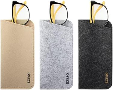 EZESO ESSENTIAL SKINCARE 3 Pack Soft Felt Glasses Case – Scratch-Resistant Sunglasses Pouch, Sunglass Storage Bag for Travel, Slim Glasses Case for Backpack & Purse