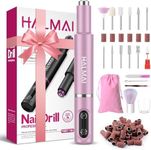 HALMAI Electric Nail Drill Machine, Cordless Portable Nail File Kit for Acrylic,Gel Nails, Rechargeable Professional Acrylic Manicure Pedicure Machine for Home with Max 20000 RPM (Pink)