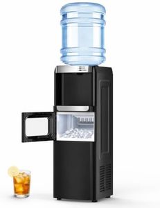 Electactic Water Dispenser with Ice Maker, Top Loading Hot & Cold Water Cooler for 5 Gallon Bottles, Child Safety Lock, Ideal for Home, Office, Garage – Black