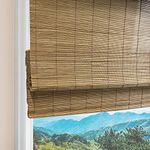 Yin Yang Cordless Blackout Bamboo Roman Shades, Light Filtering Natural Window Shades, Custom Indoor Room Dakening Window Blinds, Bamboo Blinds with Lining for Windows, Doors, Color 17