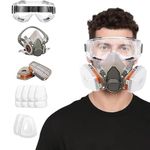 Flexi Madhav Gas Mask Set Respirator with Filters and Goggle Activated Carbon Mask Gas Mask Paint Respirator for Epoxy Resin, Wall Painting, Welding, Polishing, Spraying, Mold Removal, Construction