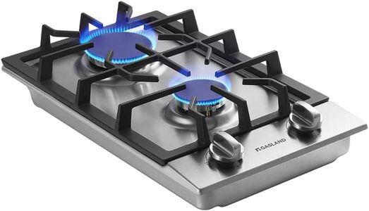 GASLAND 2 Burners Gas Cooktop 12 Inch GH30SF Drop-in Propane Stove Top with Thermocouple Protection, LPG/NG Convertible Dual Fuel Natural Gas Hob, Stainless Steel