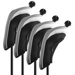 Andux Mesh Golf Hybrid Club Head Covers with Dial No. Tags 4pcs/Set (All The Same Size) Black/Grey