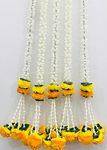 SPHINX Artificial Marigold,Jasmine,Lily,Green Leaves Tassles Garlands/Wall hangings for mandir Housewarming Festive Decorations - (Approx 3.44 ft/105 cms/41.3 Inches, 5 Pieces, Yellow & Light Orange)