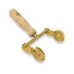 La Gondola Homemade Pasta Cutter - Adjustable Wheel (2x Festooned) | Pasta Making Tool for Home & Business | Brass & Natural Wood | Safe & Easy to Use Pasta Cutting Tool | Ravioli Cutter Made in Italy