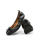 DREAM PAIRS Women's Flats, Foldable Ballet Flats for Women, Bowknot Round Toe Comfort Light Weight Slip-On Dress Shoes,Size 9,Black,SDFA2409W