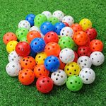 KOFULL 30 PCS Practice Golf Balls Plastic Golf Balls With Hole Golf Colorful Perforated Plastic Balls for Swing Practice, Driving Range, Home Use 40mm