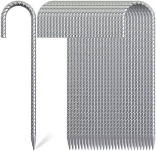 OK5STAR 12 Inch J Hook Rebar Stakes 55 Pack, Heavy Duty Galvanized Steel Ground Stakes, Metal Tent Stakes Chain Link Fence Stakes for Inflatables, Yard Decorations, Camping, Garden