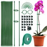 Tetutor 25 Pack Plant Stakes, Adjustable Single Stem Plant Support Stakes, Garden Plant Sticks Support with Rings Plant Clips and Tie for Potted Indoor and Outdoor Plants Flowers Tomatoes Orchid Rose