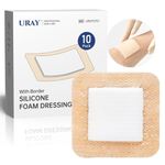 Silicone Foam Dressing with Border, 10 Pack Gentle Adhesive 3"x3" Waterproof Wound Dressing Bandage for Wounds, Highly Absorbent Silicone Bandages, Bed Sore Bandages, First Aid Bandage