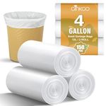 150 Count Small Garbage Bags 15 Litres/4 Gallon Strong Bathroom Clear Trash Bags, Unscented White Garbage Can Liners for Kitchen, Office and Bedroom