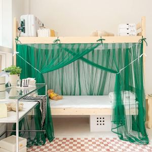 Akiky Bunk Bed Curtains Student Dormitory Mosquito Net 4 Corner Post Bed Canopy for Kid Teens Dustproof Loft Bed Curtains(Dark Green,Full)