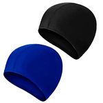 2 Pcs Swimming Caps for Kids Girls Boys and Adult Teenager,Comfortable Light Swimming Caps,Super Stretch No Pull Hair Swimming Hats for Long and Short Hair (Black/Royal blue)