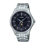 Casio Analog Black Dial Men's Watch-MTP-M100D-1AVDF Stainless Steel, Silver Strap