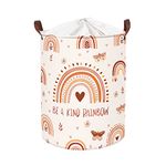 Clastyle 63L Boho Rainbow Pink Kids Laundry Hamper for Girls Large Clothes Toys Storage Basket with Lid for Nursery Room, 15.7x19.7 in