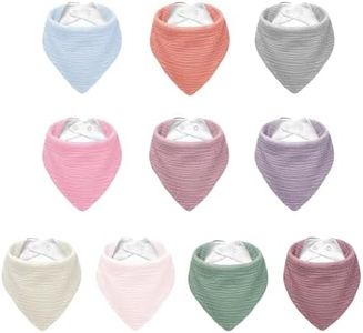 NISXABEBE Muslin Baby Bibs,Soft Triangular Baby Bandana Drool Bibs for Baby Boy Girl,Solid Colors Bib for Drooling Teething 10 Pack(Girl)