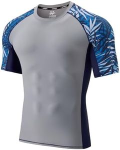 USKOY Men's Rash Guard T-Shirts UPF 50+ Baselayer Short Sleeve Skins Compression Performance Fit Tee 01Metasequoia XXXL