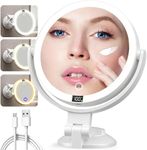 20X Magnifying Mirror Suction Cup with Lights, Wall Mounted Makeup Mirror