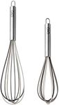 COOK WITH COLOR Set of 2 Whisks, 10” and 12” Beaters, Stainless Steel and Silicone – (Black and White)