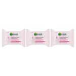 Garnier Micellar Gentle Wipes for Sensitive Skin and Eyes 25 Face Wipes, Removes Waterproof Make-Up, Cleanses and Soothes Pack of 3