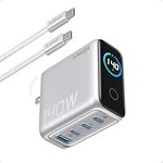 Anker Laptop Charger, 140W MAX USB C Charger, 4-Port Multi-Device Fast Charging, Advanced GaN Power Adapter, Intuitive Touch Controls, for MacBook, iPhone 17/16 Series, Samsung Galaxy, Pixel, and More